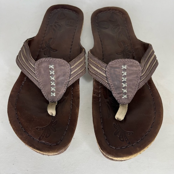 Merrell Lucca Espresso Women Brown Leather Thong sz 9 Womens Sandals Flip Flop - Picture 4 of 13